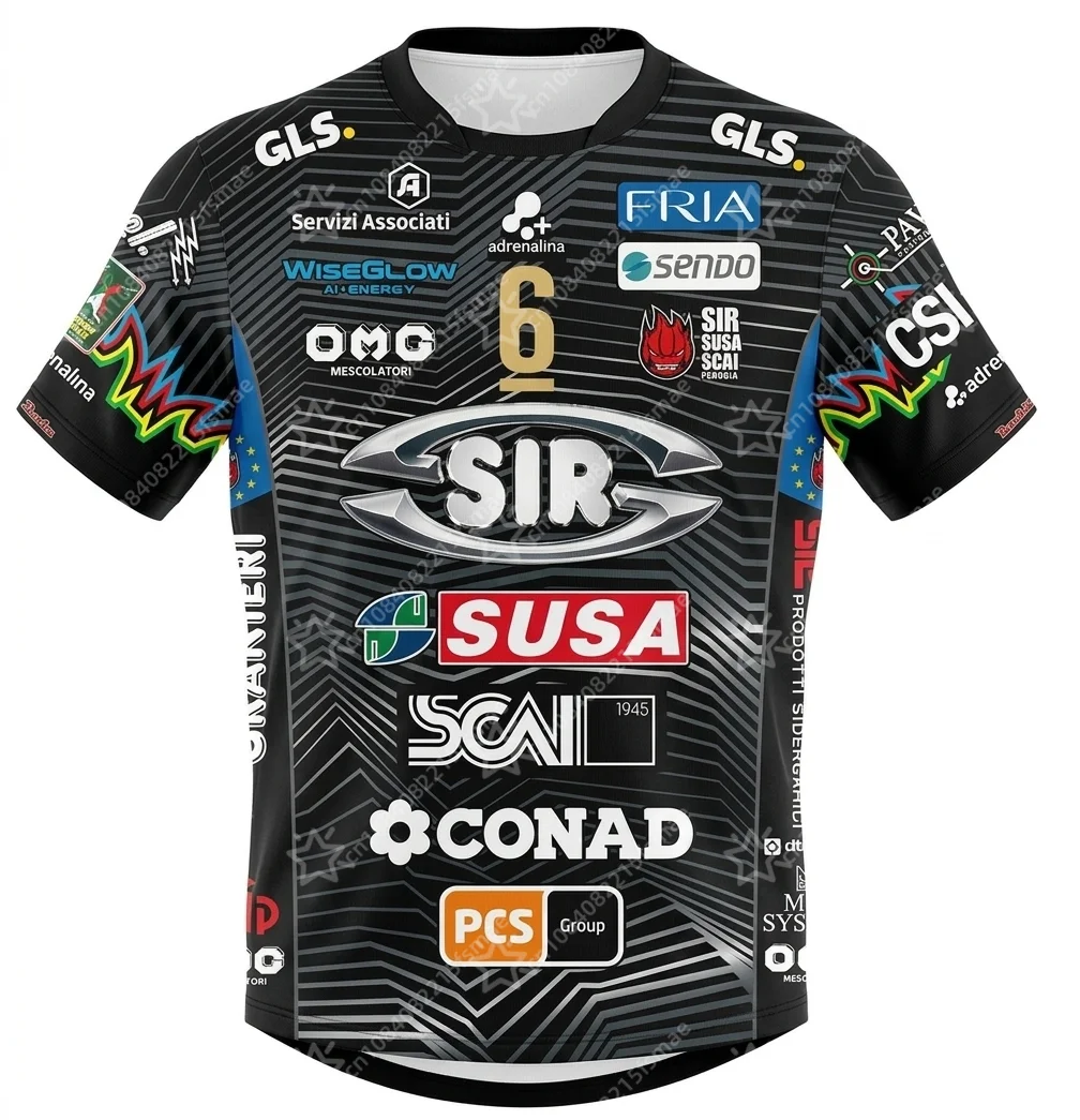 Maillot de volley-ball Sir Susa Scai Perugia 2025 2026 pour hommes, t-shirt de sport respirant à séchage rapide, uniforme d'équipe, hauts d'entraînement