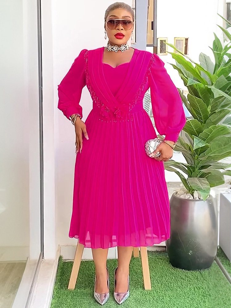 Robes de soirée de fête femmes élégantes à manches longues Robe en mousseline de soie mariage bal robes d'anniversaire africain Dashiki Maxi Robe dame vêtements