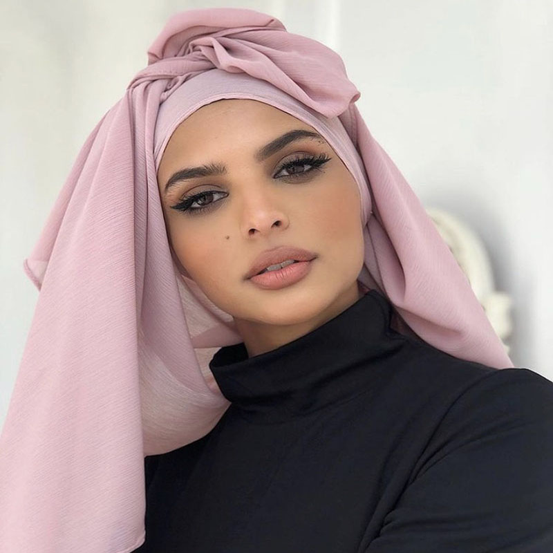 Foulard en mousseline de soie pour femmes musulmanes, hijabs froissés, châle arabe en pansement, enveloppes islamiques, bande de sauna, document solide
