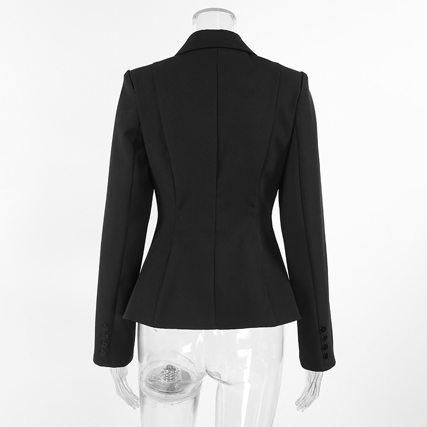 Veste femme 2025 printemps automne nouveau col cranté à manches longues cintrée à la taille élégant bureau dame Blazer avec épaules rembourrées