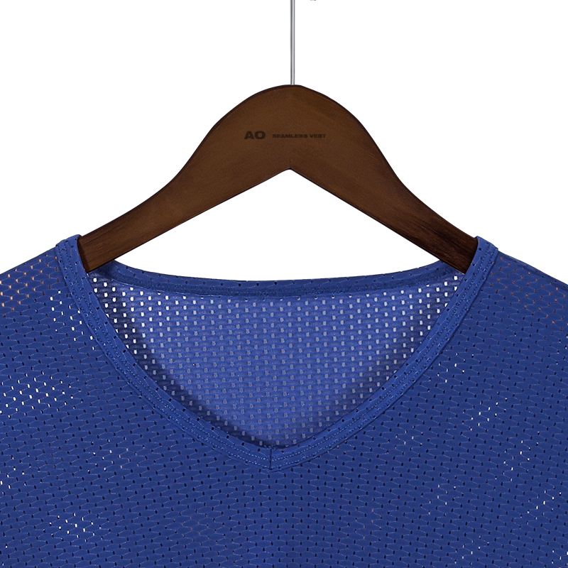 T-shirt en maille de soie glacée pour hommes, maille respirante avec tissu perforé, sport et fitness