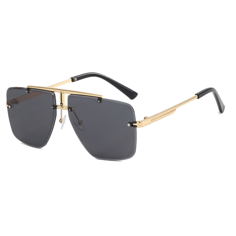 Lunettes de soleil sans monture rectangulaires tendance populaires pour femmes et hommes, grandes lunettes de soleil carrées pour l'été et les voyages
