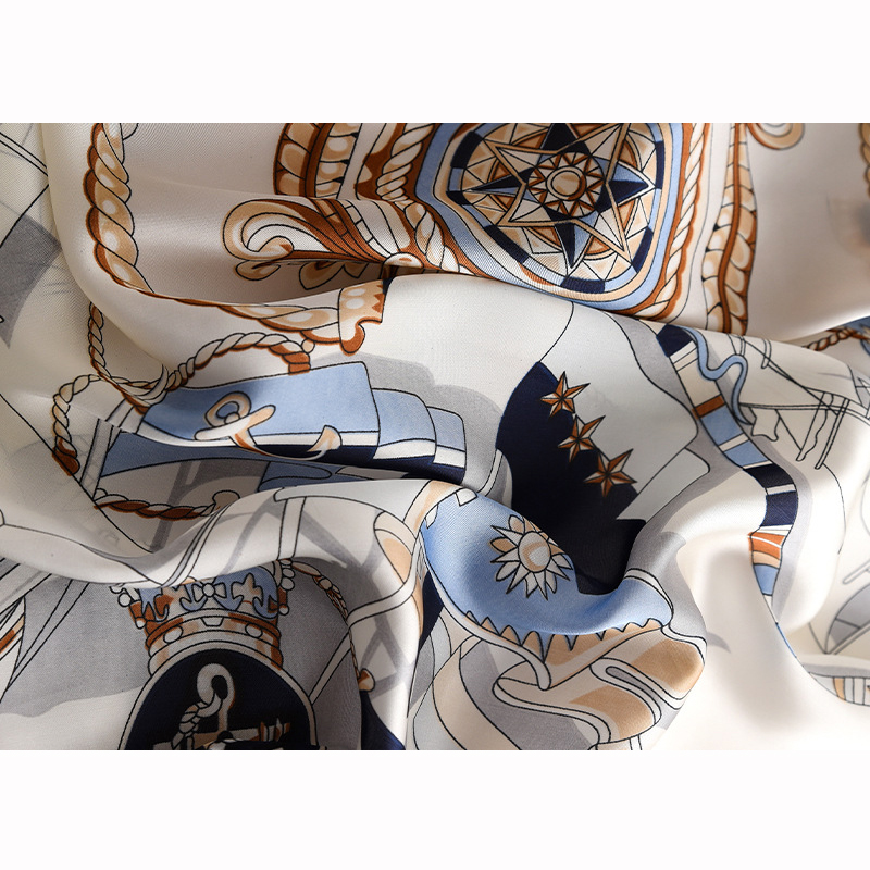 90*90 cm femmes carré Foulard en soie marque de luxe grand châle Foulard imprimé bandeau femme Foulard Bandana enveloppes Hijab foulards