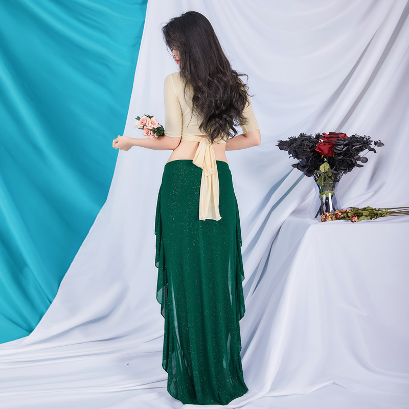 Vêtements d'entraînement pour la danse du ventre, jupe à cordon de serrage, vêtements pour débutants en danse orientale, costumes simples et confortables, tenue de danse