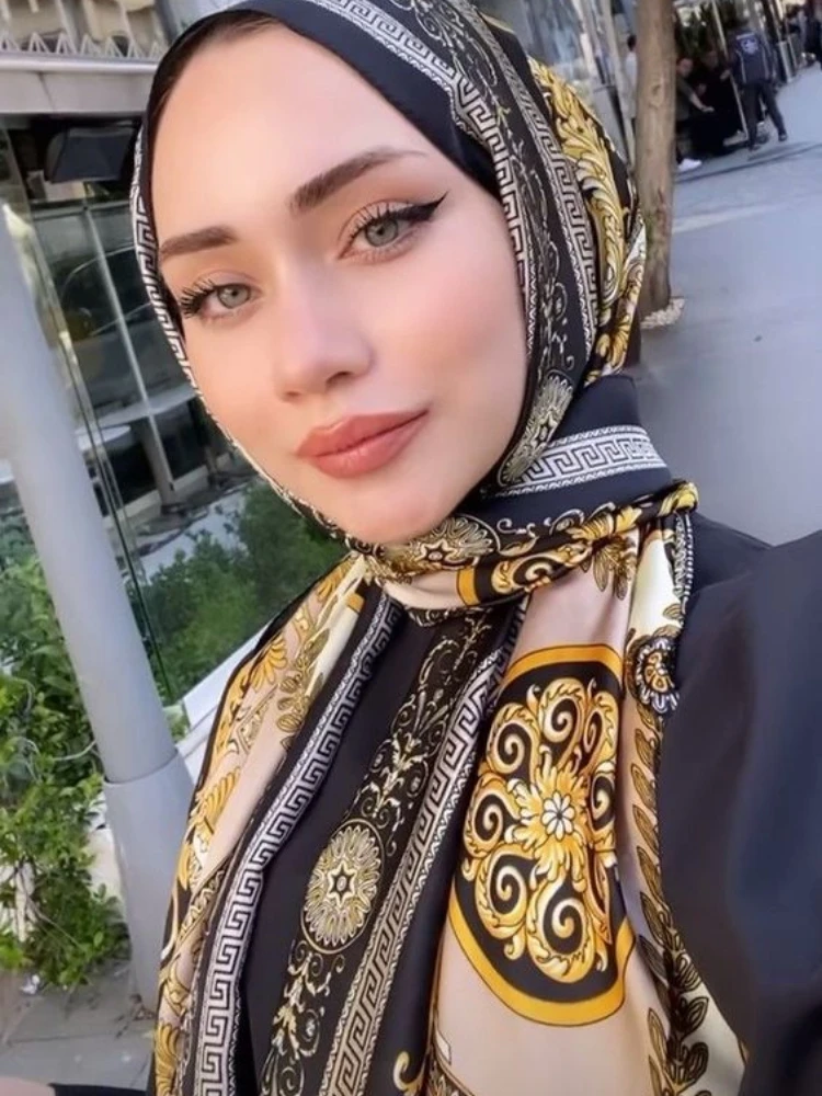 Grand Foulard Carré Imprimé JOHijabs pour Femme Musulmane, Écharpe avec Sac, Turbans Polyvalents, Nouvelle Collection