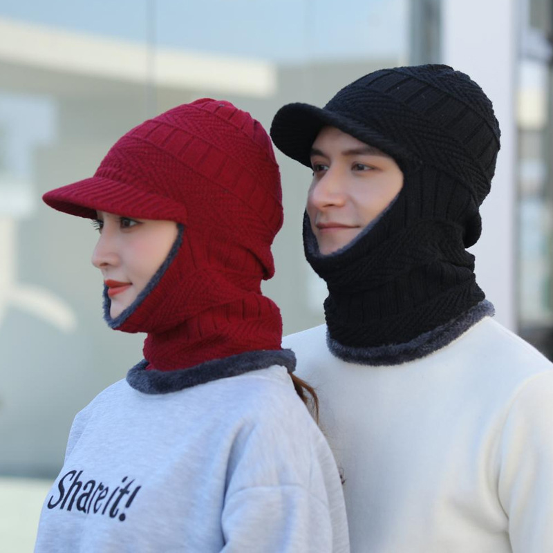 Chapeau d'hiver pour hommes Skullies bonnets chapeaux bonnets d'hiver pour hommes femmes laine écharpe casquette cagoule masque Bonnet tricoté chapeau pour femmes