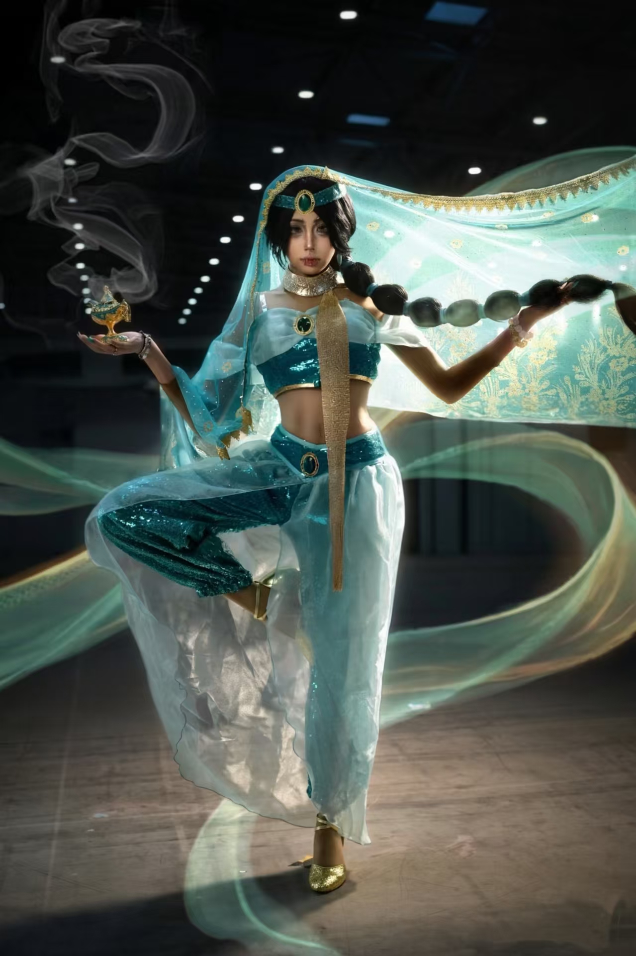Costume de cosplay de la princesse Jasmine d'Aladdin pour femmes, robe arabe pour Noël, Halloween, carnaval, scène, tenue de fête à paillettes
