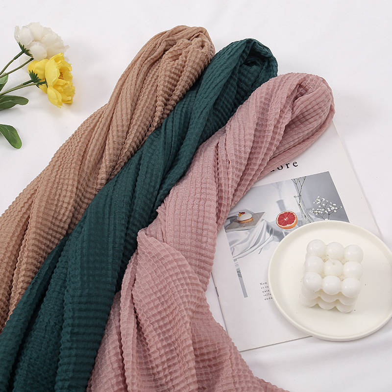 Écharpe en Viscose de Coton, Design Classique, Châles et Enveloppes à Pompon à Carreaux Déformables, Pashmina Bufanda Musulman, 180x70cm, Automne