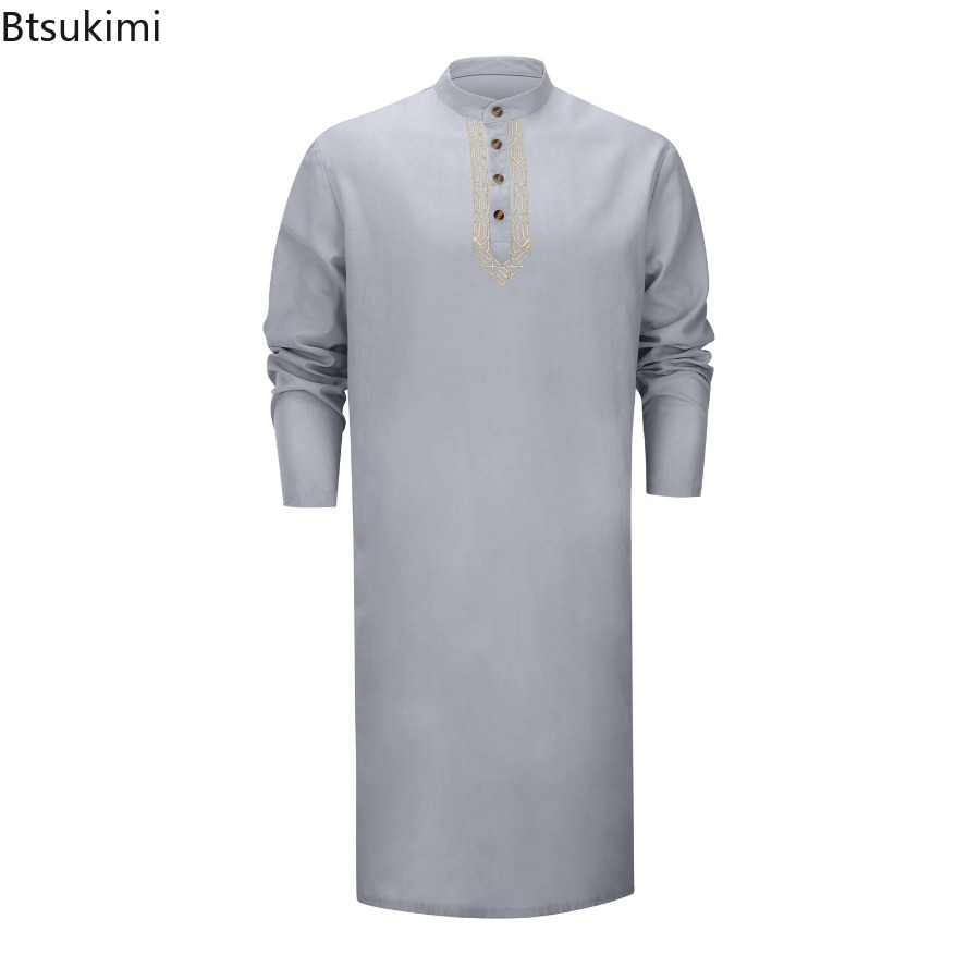 Abayas musulmanes pour hommes 2026, kaftan simple uni, tenue de prière islamique modeste, broderie, robe de prière, caftan de Dubaï, jubba marocaine, thobe pour homme
