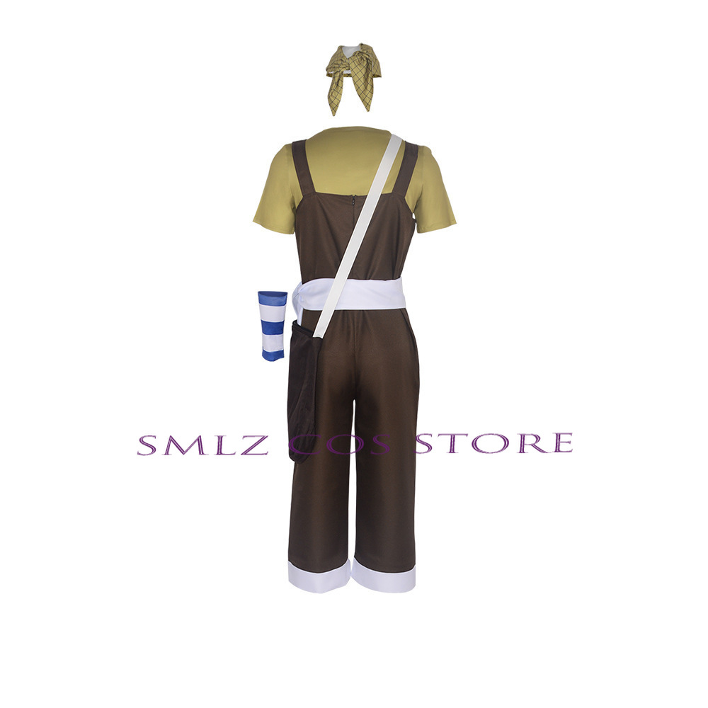 Costume Cosplay Usopp Anime GOD Barboteuses Brunes, T-shirt Blanc Scraft, Sac Bandeau, Halloween, ixde Noël, Tenue de Jeu