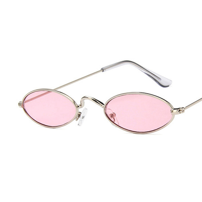 Vintage lunettes de soleil ovales hommes lunettes de soleil femmes rétro cadre en métal rouge minuscule rond maigre oeil verre femme petite fête lunettes UV400