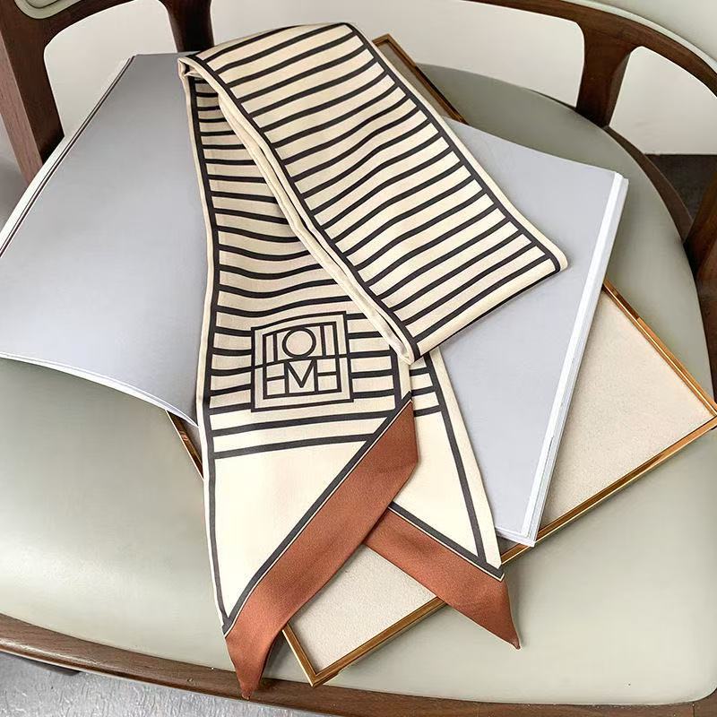 Écharpe longue et fine en soie pour femme, bandeau pour cheveux, ceinture, ruban polyvalent et élégant pour la décoration de chemises