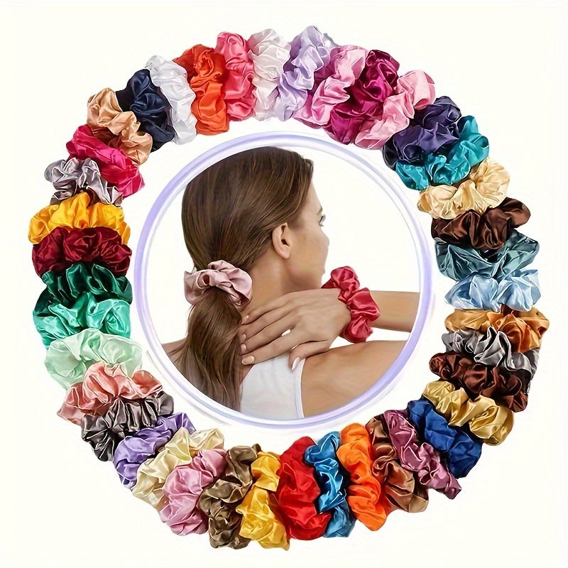 20/30/50 pièces aléatoire élégant Satin coloré grandes tresses bandeaux-rétro Simple et polyvalent tissu français soie synthétique S