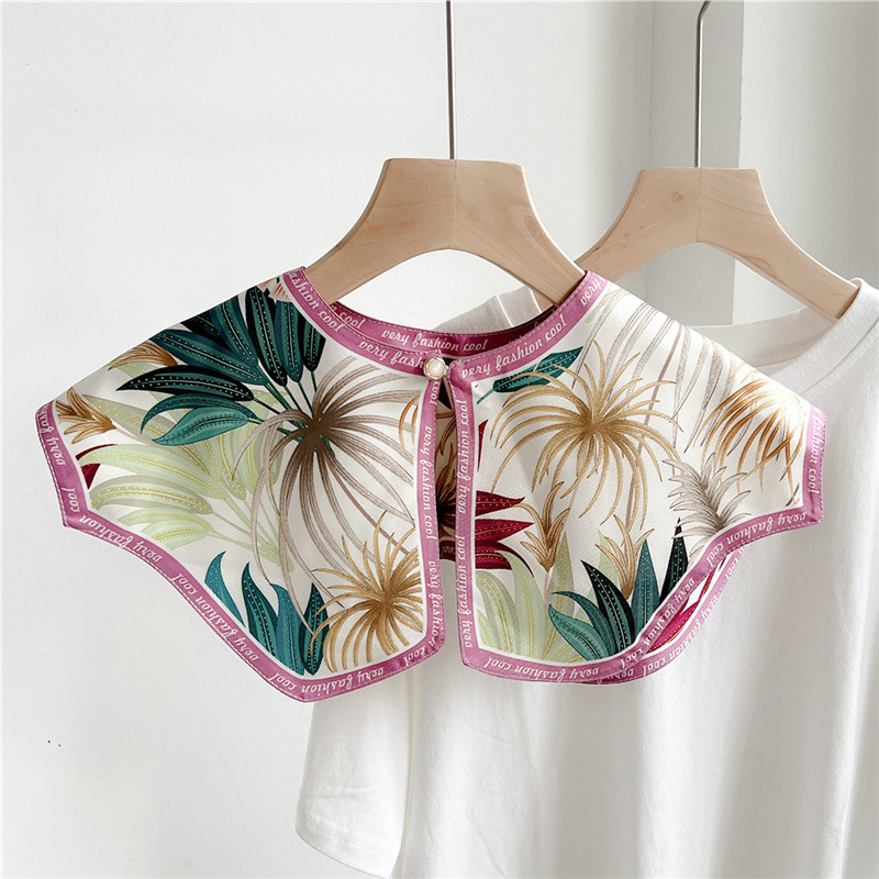Châle à col amovible pour femmes, poignées florales, châles à la mode, écharpes de décoration de robe chemisier, châle initié, printemps, automne