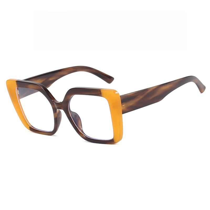 Monture de lunettes carrée de style européen, grande taille, bicolore, pour femmes, adaptée à un usage quotidien comme lunettes anti-lumière bleue.