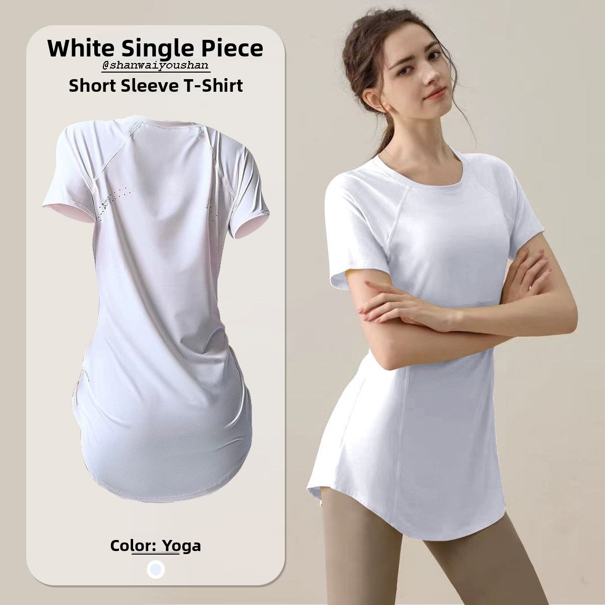 T-shirt de sport décontracté d'été à manches courtes pour femme, respirant, amincissant, mi-long, couvrant les fesses