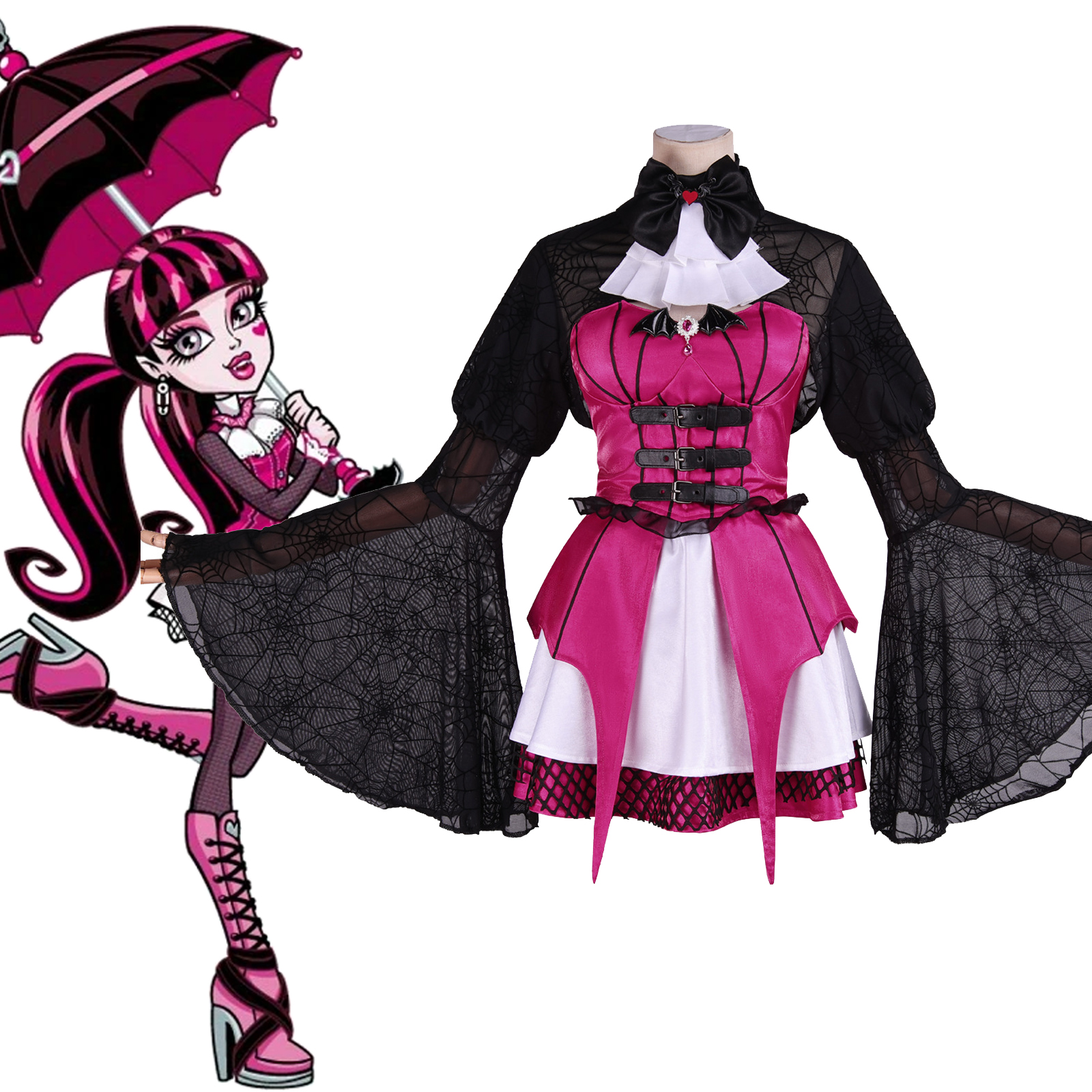 Costumes de Cosplay Draculaura, uniforme de jeu de rôle d'école de monstres d'anime, tenue de fête de carnaval d'halloween pour femmes