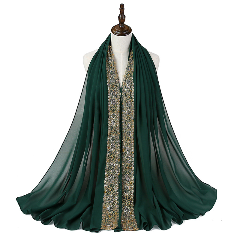 70*180 cm musulman en mousseline de soie hijab écharpe pour femmes islamique dentelle foulard femme plaine châles et enveloppes hijab dames
