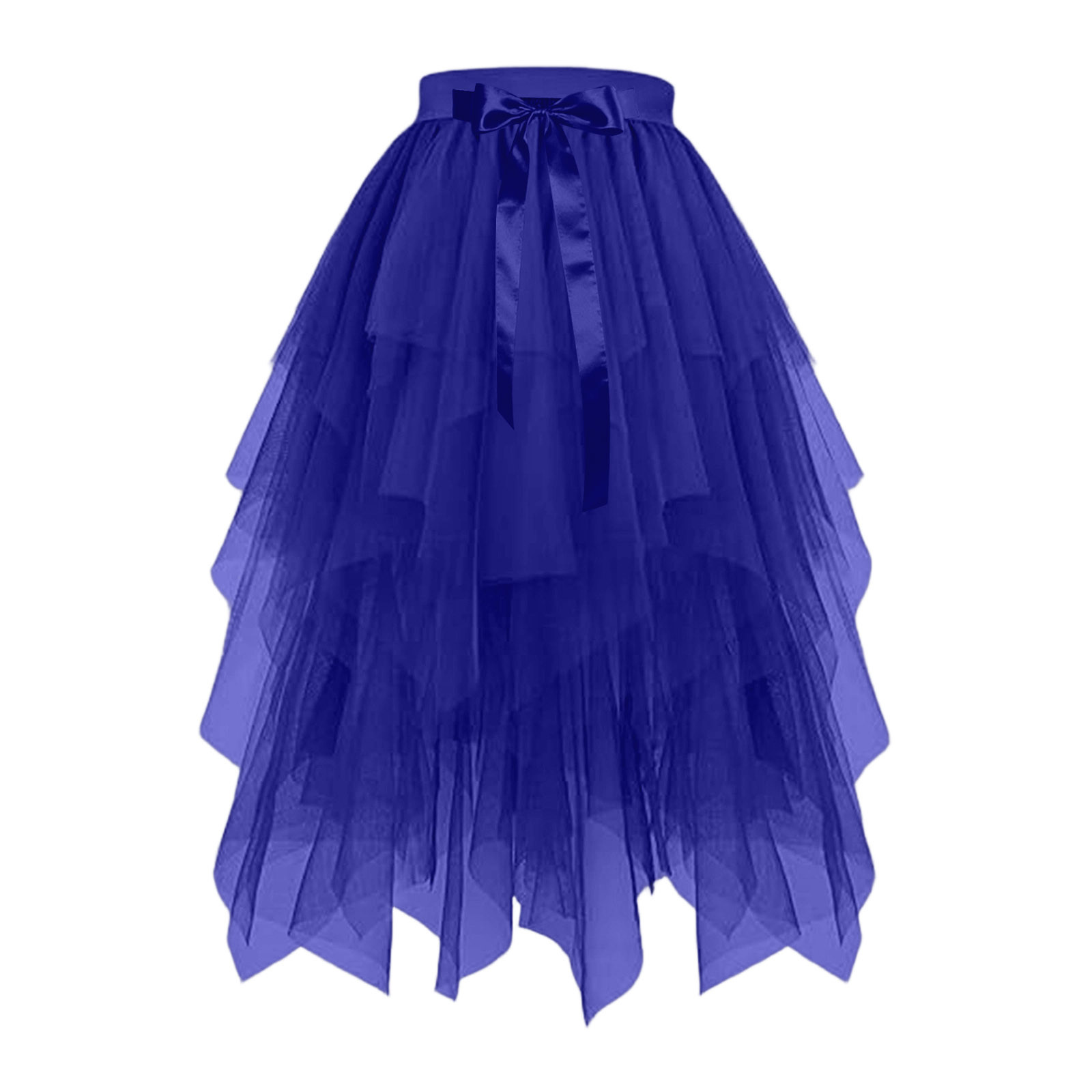 Jupes pour femmes taille haute, longues, évasées, style féerique, à superpositions, élégantes, à ourlet irrégulier, douces, en gaze, longueur genou