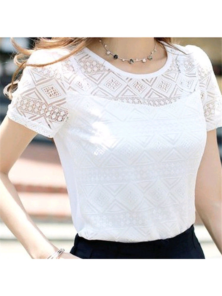Chemisier en mousseline de soie pour femmes, vêtements pour femmes, dentelle au crochet, chemises coréennes, chemisiers blancs pour dames, coupe couvertes, nouveau