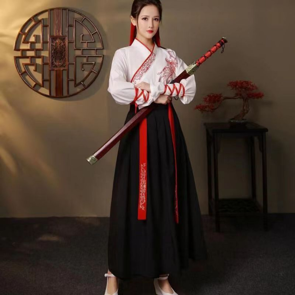 Robe Hanfu Tang Kimono Brodée de Style Chinois pour Femme, Costume de brevWushu, Cosplay Traditionnel, Vêtements financièrement
