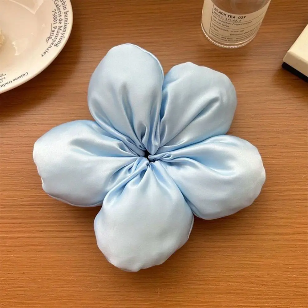 Superbe élastique à cheveux en forme de fleur 3D, en satin haut de gamme, pour chignon ou queue de cheval, accessoires capillaires pour femmes
