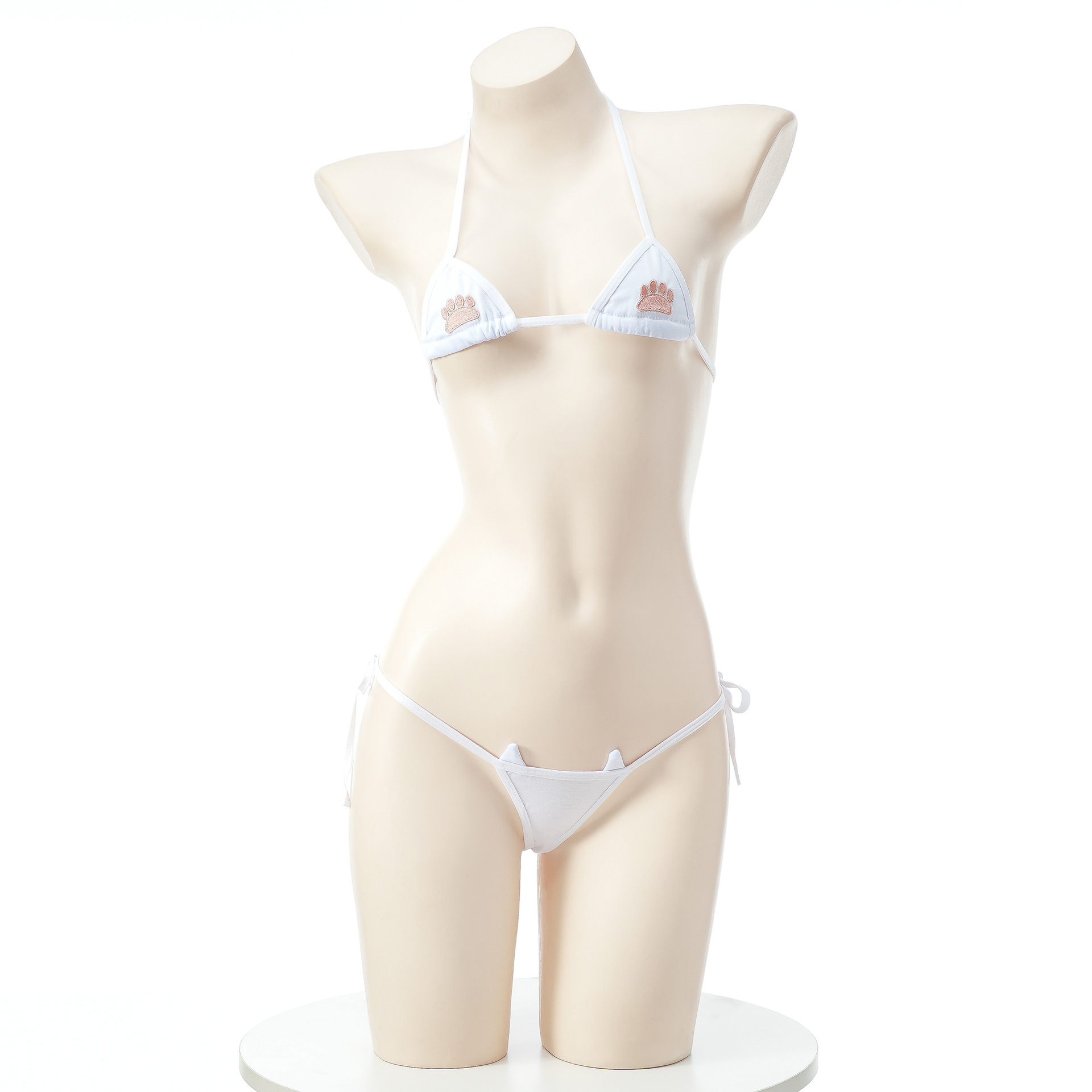 Ensemble de lingerie sexy japonaise Kawaii pour femmes, bikini imprimé griffes de chat, micro-soutien-gorge et culotte trois points, mini maillot de bain
