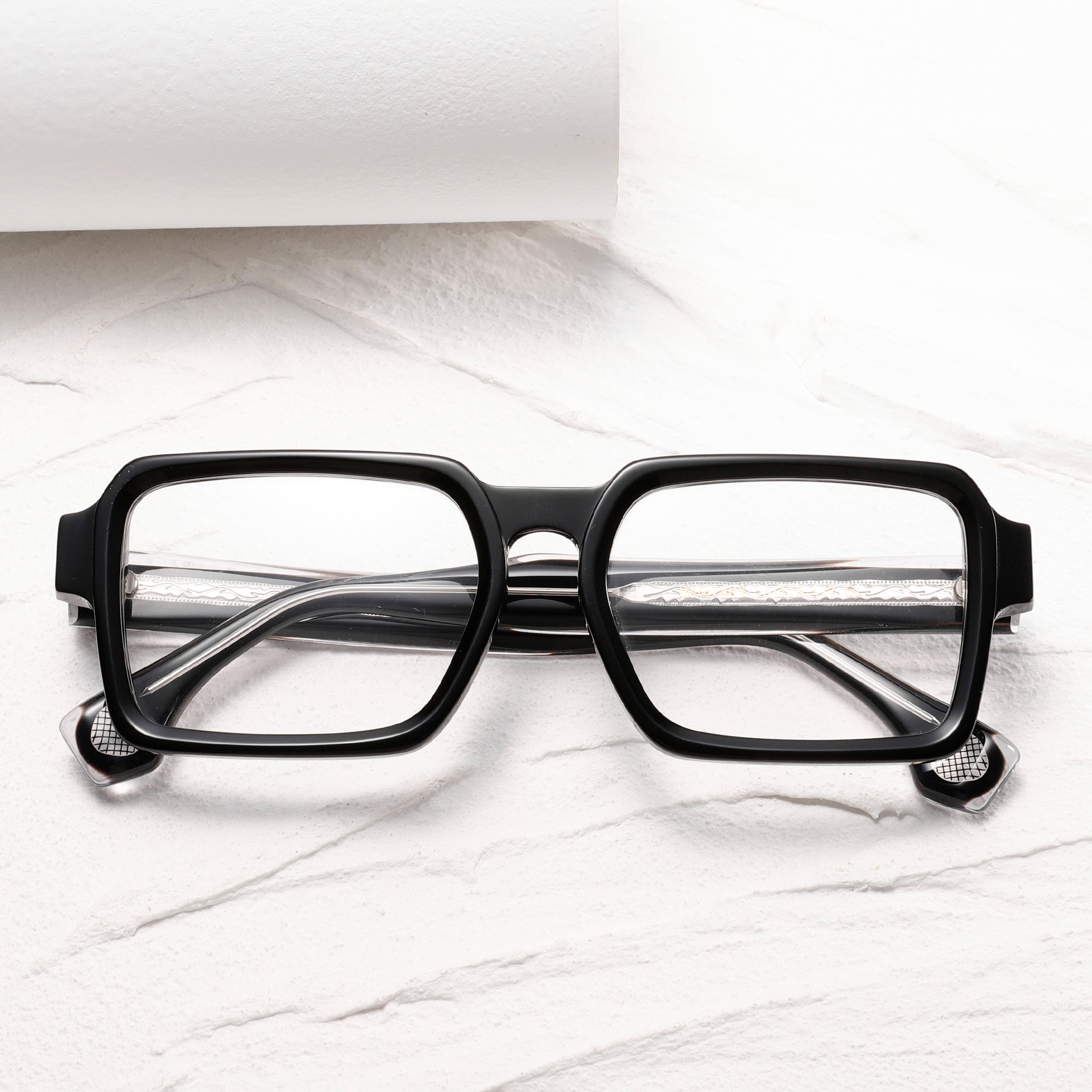 Marque Design à la mode grand carré hommes lunettes Vintage acétate lunettes cadre femmes de haute qualité à la main pleine jante lunettes