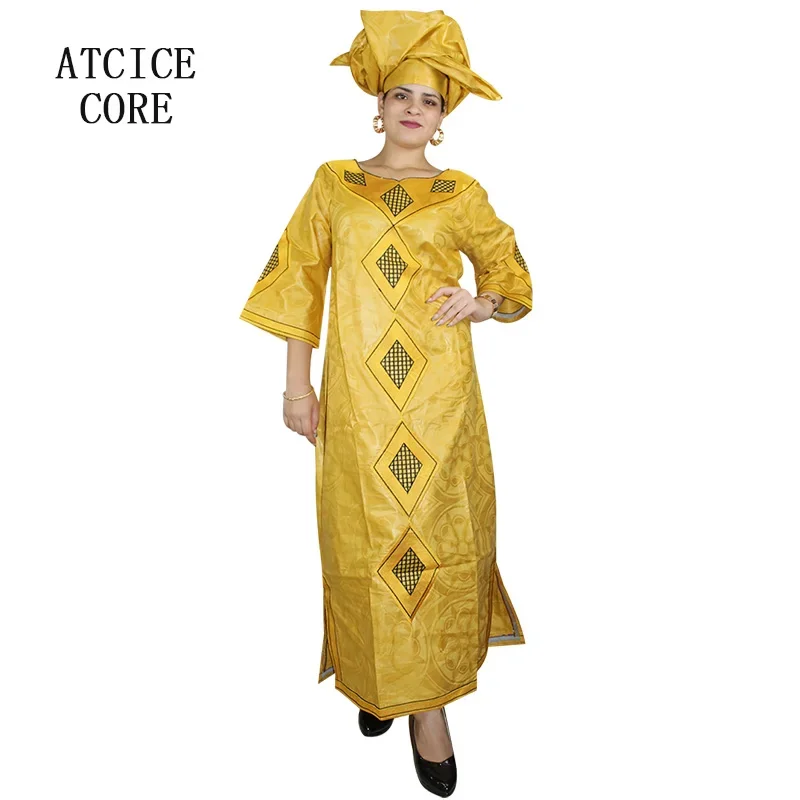 Robes africaines pour femme Bazin Riche broderie conception longue robe écharpe