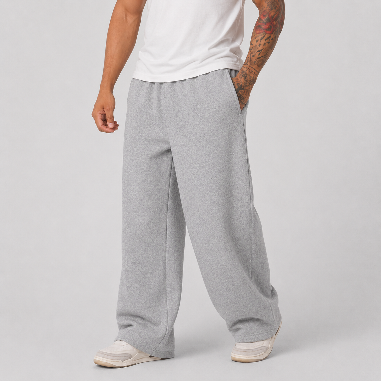 Pantalon de survêtement surdimensionné à jambes larges pour hommes, grande taille, coupe ample avec taille élastique, pantalon d'hiver respirant
