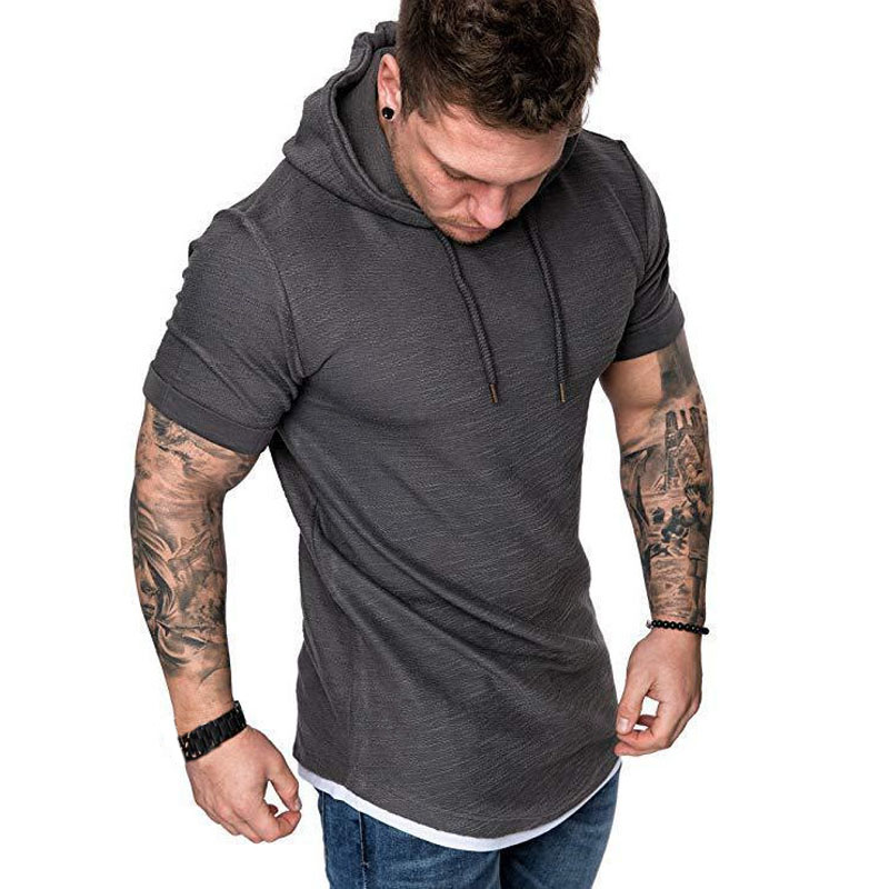 T-shirt pour homme, vêtements d'été pour homme, t-shirt décontracté à capuche uni, t-shirt à manches courtes pour homme, streetwear, tee-shirt homme
