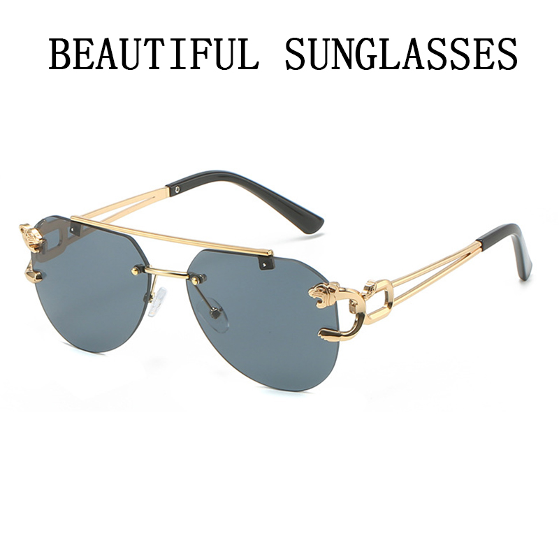 2023 Lunettes De Soleil Femmes De Luxe Sans Monture Vintage Lunettes De Mode Lunette Surdimensionné Shades De Soleil Femme Gafas De Sol Mujer Lentes