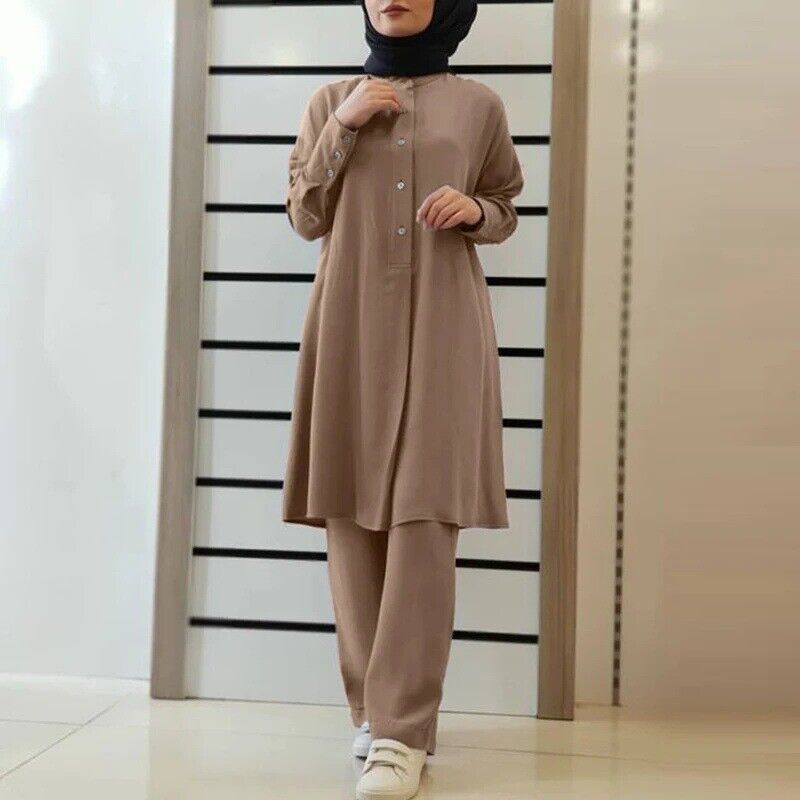 Ensemble Deux Pièces Abaya pour Femme, Chemises et viser Modestes, Robe Musulmane Islamique, Caftan Décontracté, Vêtements Turquie, Automne