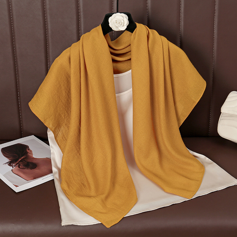 Châle Carré en Viscose de Coton pour Femme, Imprimé de Haute Qualité, Châles Doux, Hijab Musulman, 90x90cm