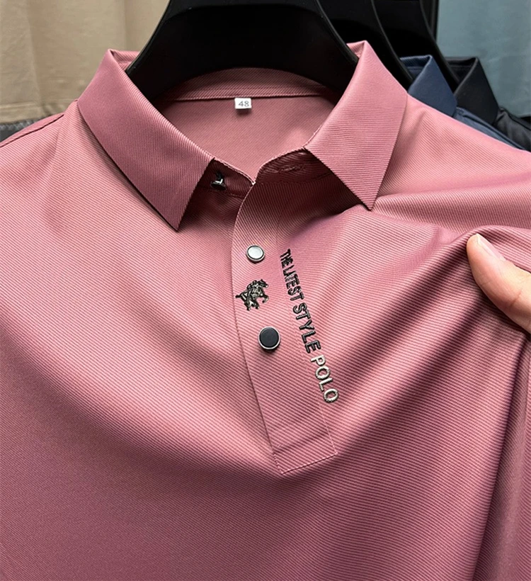 Haute qualité Ice Silk manches courtes hommes polo shirt été nouvelle marque mode broderie DESIGN TOP respirant cool t - shirt