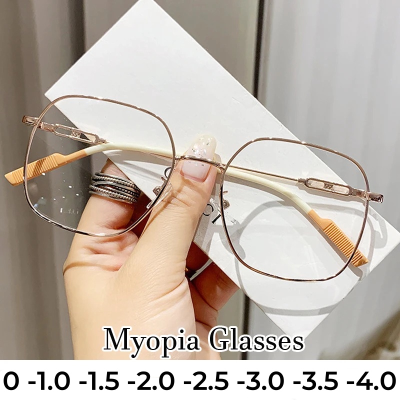 Lunettes de myopie en métal pour femmes et hommes, anti-lumière bleue, ultralégères, lunettes de vue de près, lunettes de délinquants optiques, dioptrie, mode