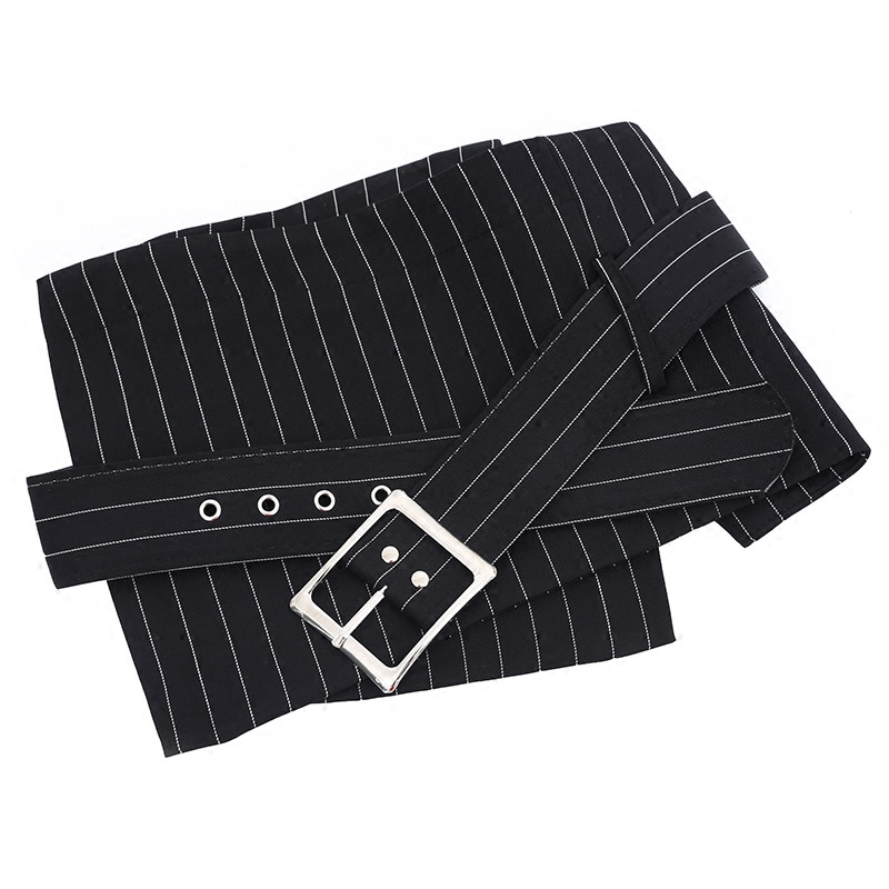 Grande ceinture corset large pour femme, tissu imbibé, ceinture de robe de chemise, rayures noires, environnement vintage et élégant