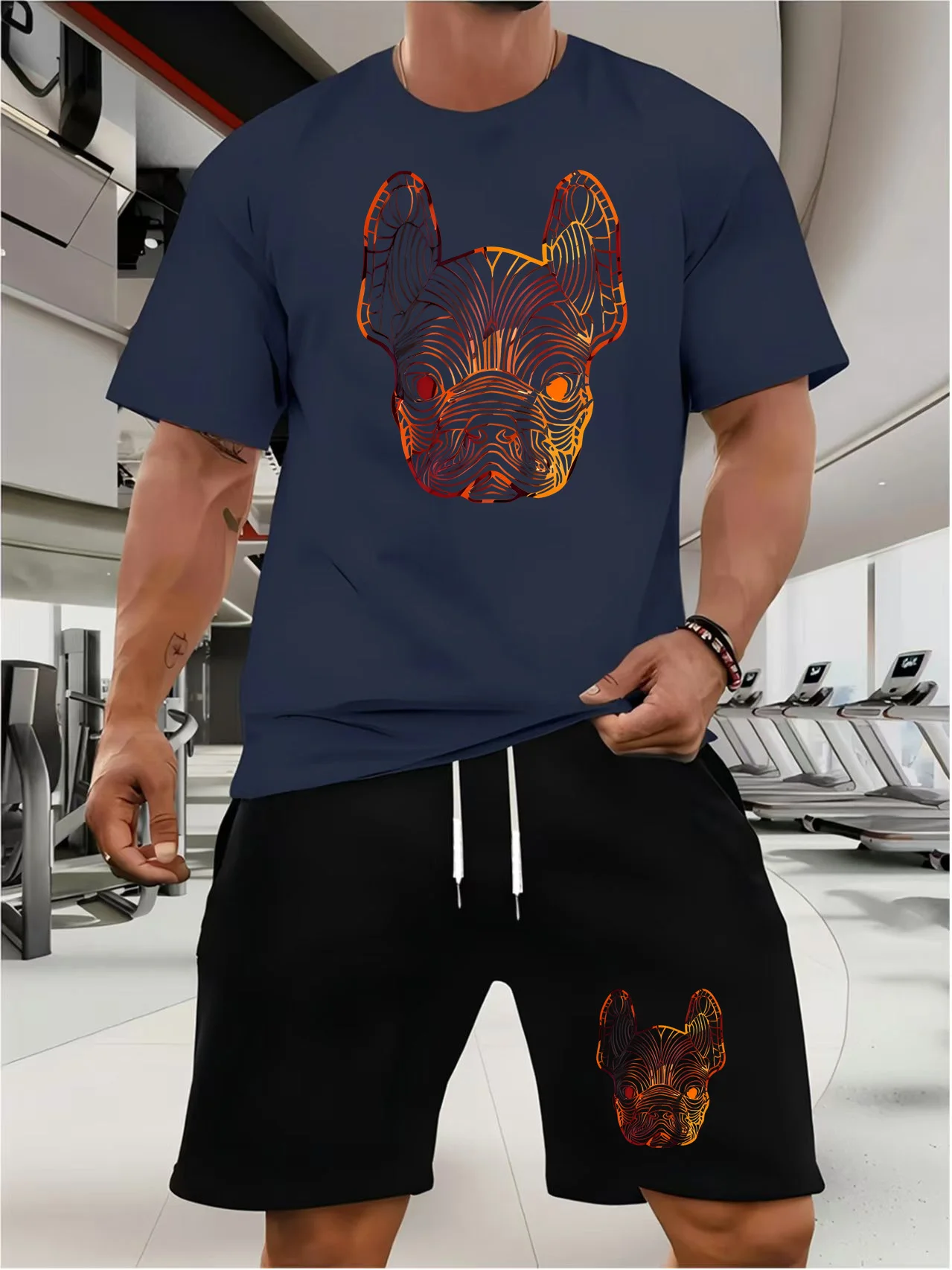 Costumes tendance pour hommes Ensemble de shorts d'été pour hommes Tenue de sport T-shirt à manches courtes pour étudiants Ensemble de 2 pièces Survêtements pour hommes Vêtements décontractés pour hommes
