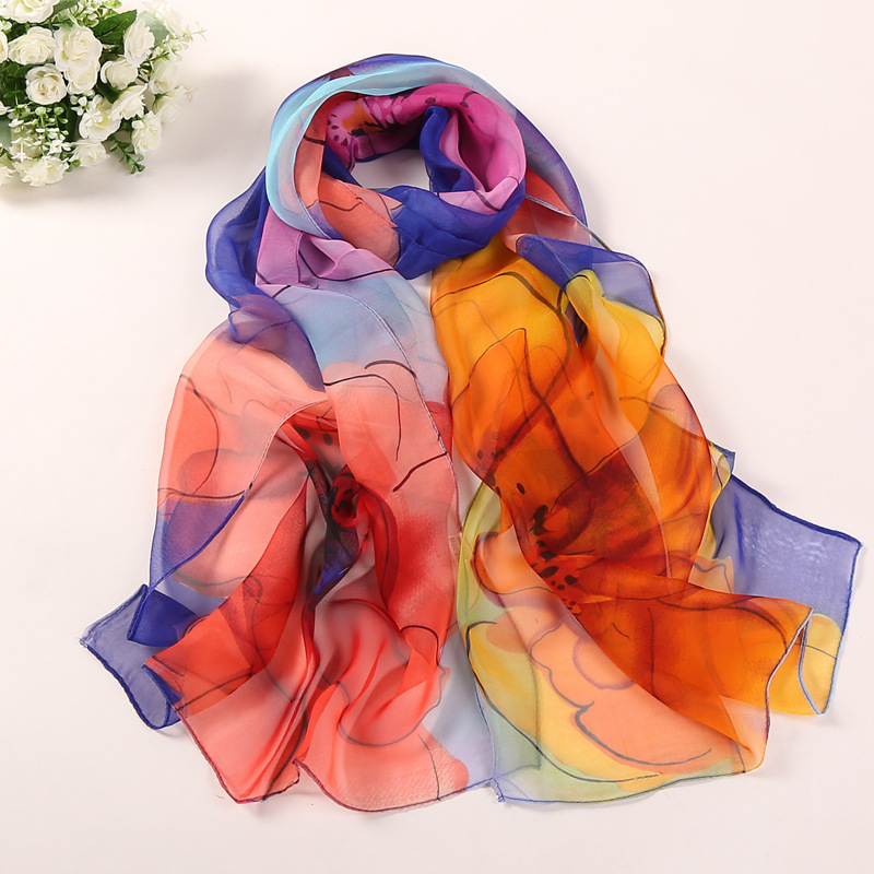 Foulard en Mousseline de Soie pour Femme, Hijab Fin, Élégant, Dégradé, ManMozambique Sahua, Georgette, Bandana, Été, Voyage, Crème Solaire