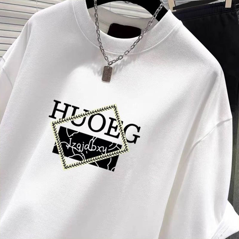 T-shirt à manches courtes en pur coton de style européen pour femmes, vêtements d'été décontractés, haut imprimé à col rond, pull basique pour femme