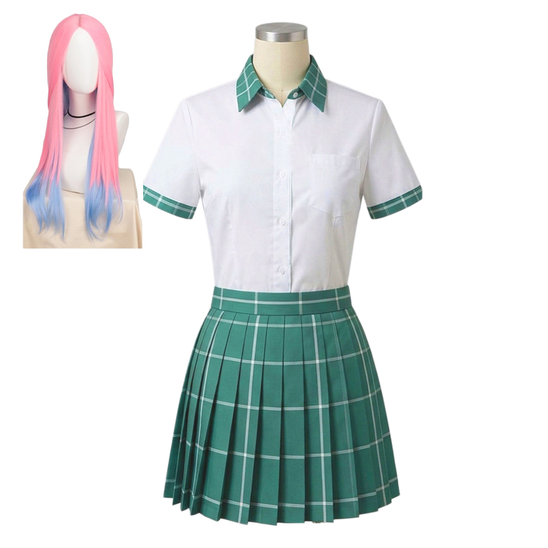 Nouvelle tenue de cosplay Anime ALIEN STAGE Sua Mizi Hyuna, uniforme scolaire Anakt Arts, jupe écossaise verte JK, perruques, tenue d'Halloween