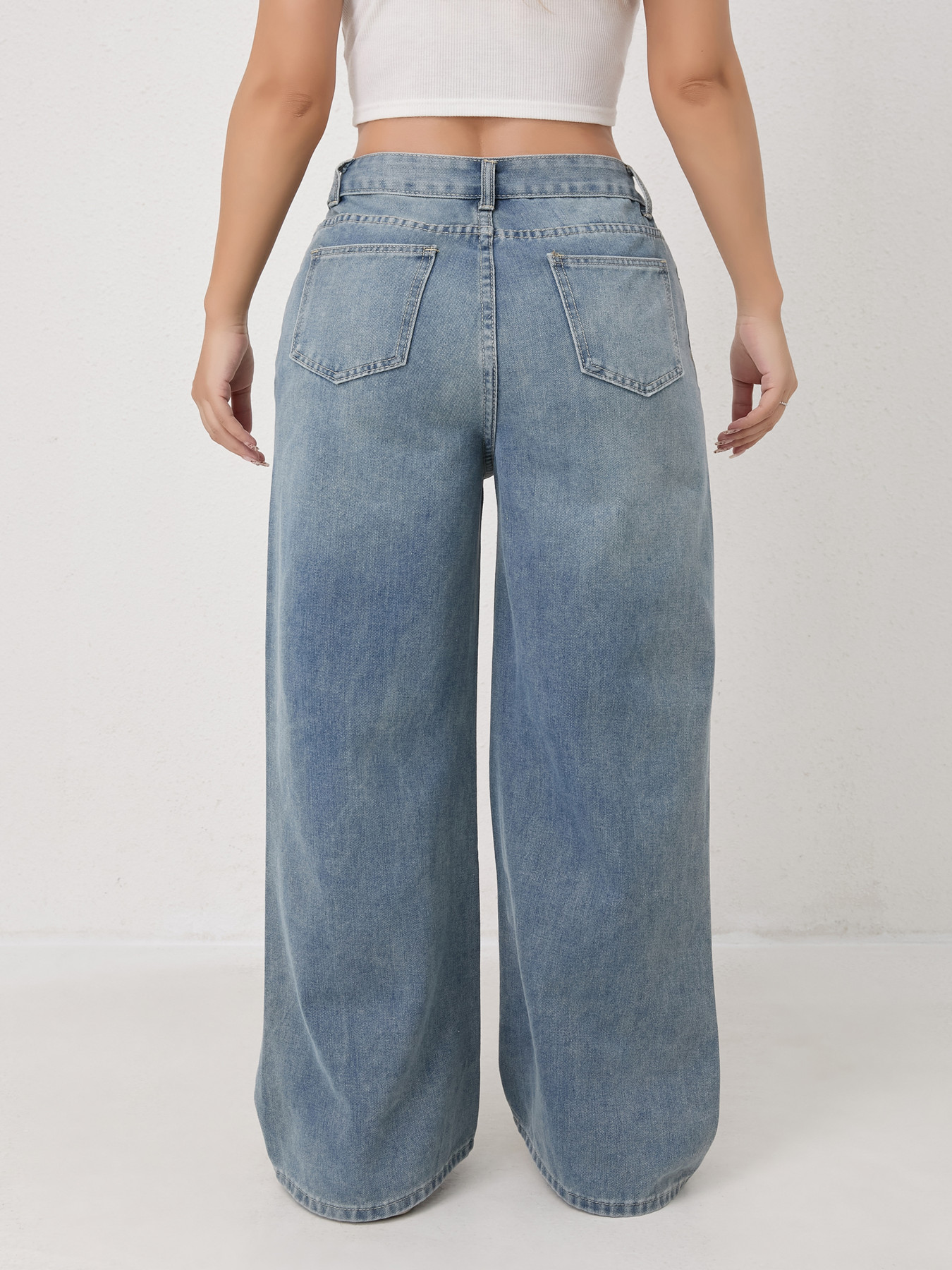 Jean femme 2026 nouveauté coupe ample décontracté taille haute Y2K jambe large déchiré pantalon en Denim régulier à la mode Vintage Strety Ve