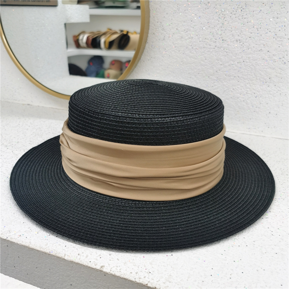 Nouveau Fedoras été femmes plaisancier chapeau de plage large côté femme décontracté Panama chapeau dame classique plat nœud papillon paille chapeau de soleil femmes