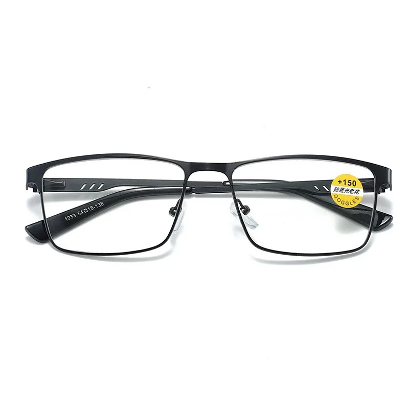 Lunettes de lecture à la mode pour hommes, monture de lunettes de Prescription bloquant la lumière bleue de haute qualité avec charnière à ressort + 75 + 125 + 175 + 225