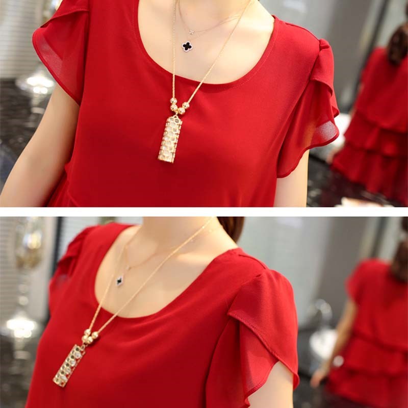 Robe d'été 2026 pour femme, coupe ondulée, volants, unie, manches courtes, ajustée, décontractée, polyvalente, col rond, en mousseline
