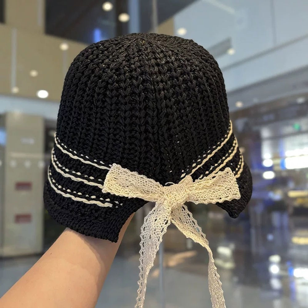 Chapeau de paille tressé pour femme, chapeau de soleil d'été pour la plage et les voyages, chapeau de pêcheur pour les vacances, chapeau de soleil ajouré respirant facile à ranger