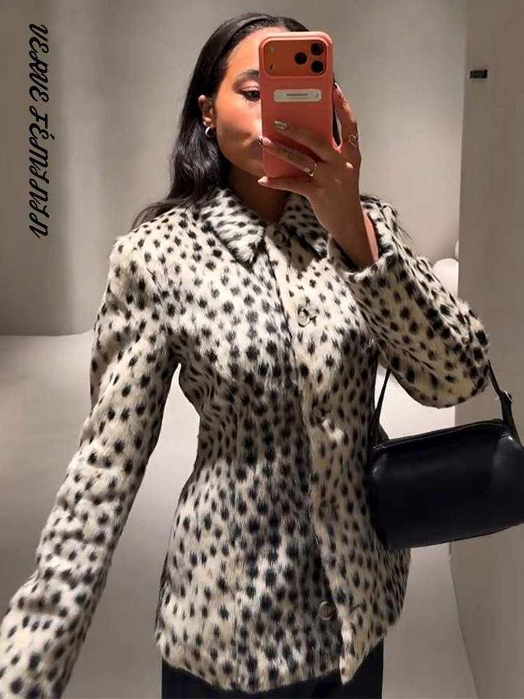Veste bombardier léopard à manches longues pour femme, manteaux courts, col rond, manches évasées, manteau ample, mode dame, vêtements d'extérieur, automne 2025