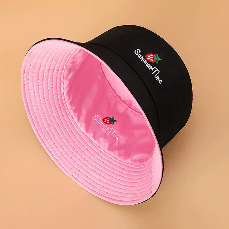 QBHAT – chapeau seau Double face avec lettres brodées, chapeau de Protection solaire pour femmes et hommes, casquette de pêche pliable d'été, Gorras décontracté