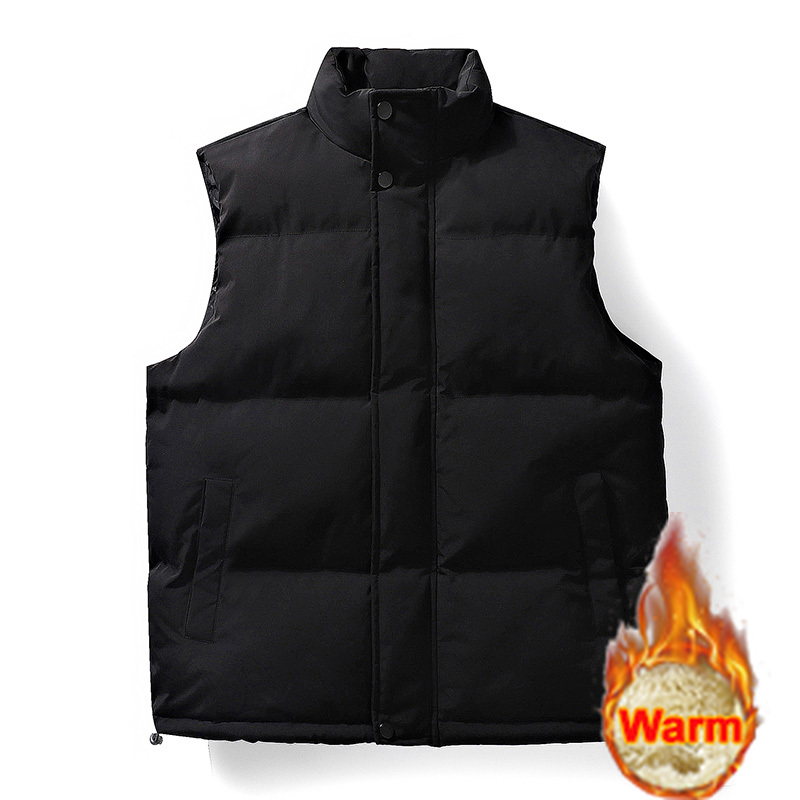 Gilets sans manches pour hommes, vestes de mode, gilets matelassés en coton pour hommes, gilets chauds à col montant, vêtements d'automne