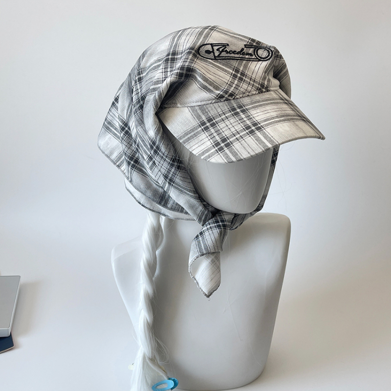 Mode coréenne couleur correspondant Plaid foulard casquettes hommes été tendance crème solaire personnalisé lettre broderie chapeaux de soleil pour les femmes